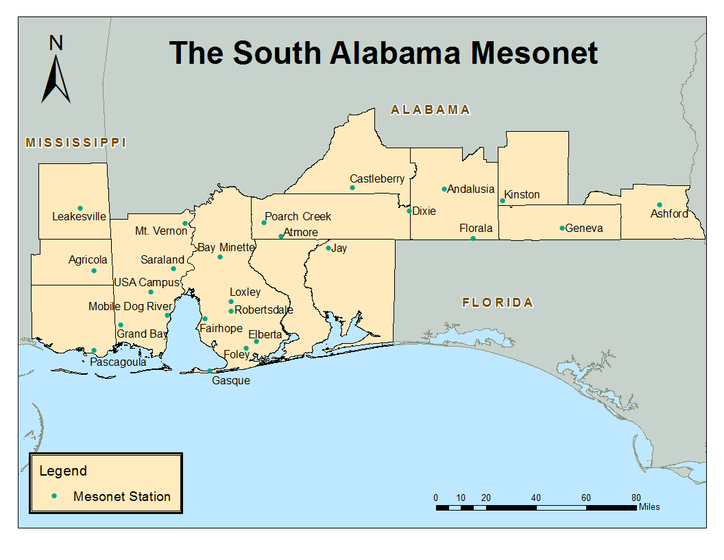 Map of Mesonet Locations